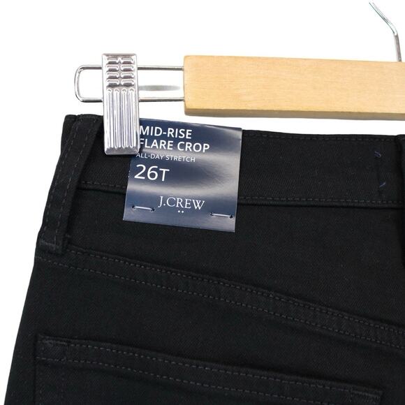 NWT J. Crew Factory Mid-Rise Flare Leg Crop Jean Stretch In Black Size 26 Tall - Picture 8 of 9